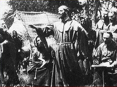 Fotogramma in bianco e nero del film muto Il poverello di Assisi del 1911